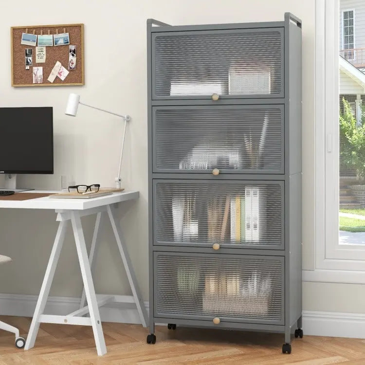 Étagère de cuisine à 5 niveaux avec portes en PC relevables - 23,5 x 12,5 x 60,5 (L x l x H)
