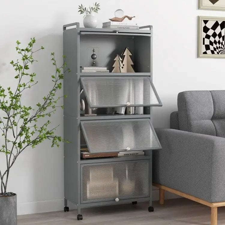 Étagère de cuisine à 5 niveaux avec portes en PC relevables - 23,5 x 12,5 x 60,5 (L x l x H)