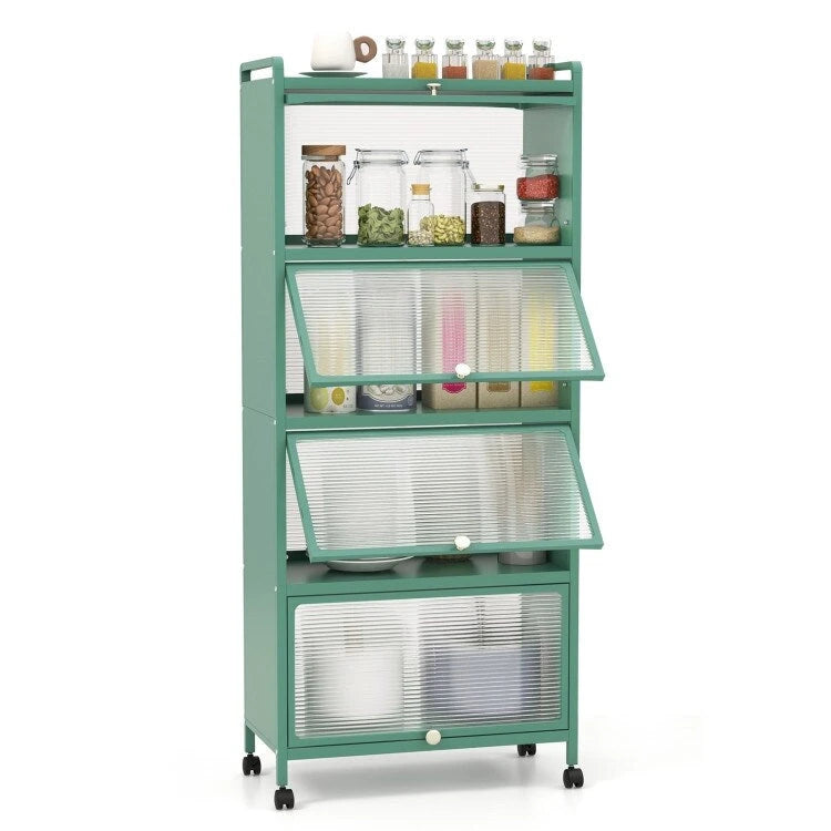 Étagère de cuisine à 5 niveaux avec portes en PC relevables - 23,5 x 12,5 x 60,5 (L x l x H)