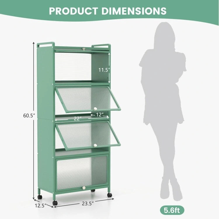 Étagère de cuisine à 5 niveaux avec portes en PC relevables - 23,5 x 12,5 x 60,5 (L x l x H)