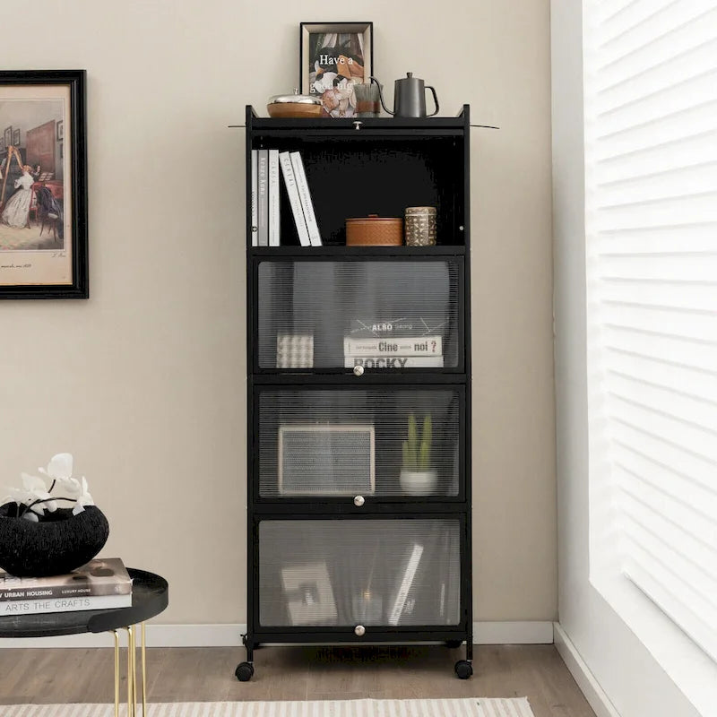 Étagère de cuisine à 5 niveaux avec portes en PC relevables - 23,5 x 12,5 x 60,5 (L x l x H)