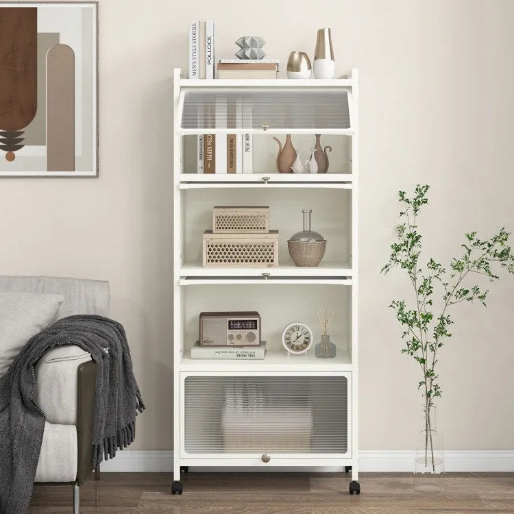 Étagère de cuisine à 5 niveaux avec portes en PC relevables - 23,5 x 12,5 x 60,5 (L x l x H)