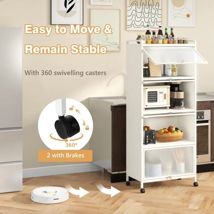 Étagère de cuisine à 5 niveaux avec portes en PC relevables - 23,5 x 12,5 x 60,5 (L x l x H)