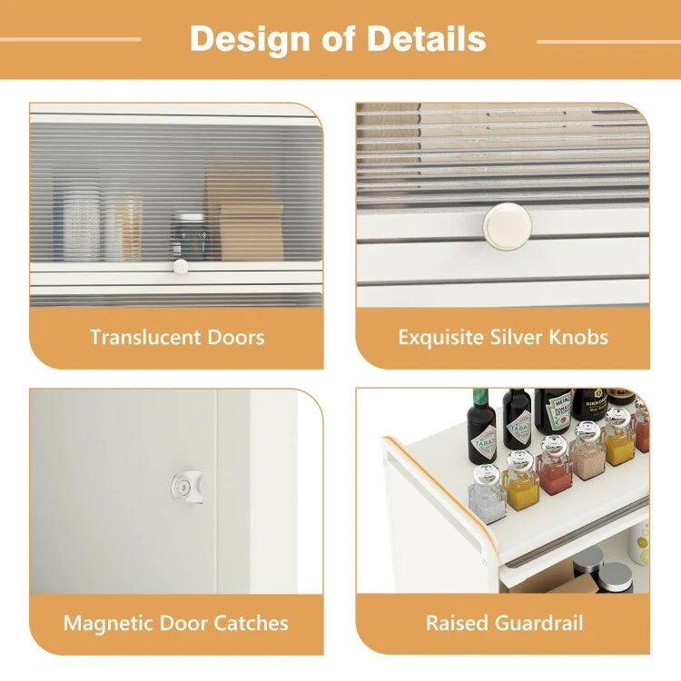Étagère de cuisine à 5 niveaux avec portes en PC relevables - 23,5 x 12,5 x 60,5 (L x l x H)