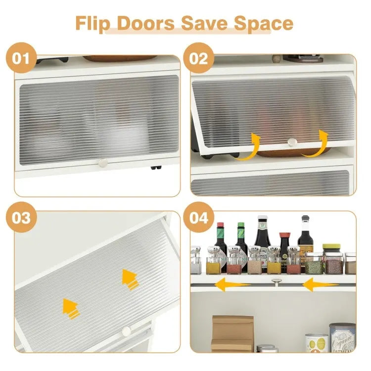 Étagère de cuisine à 5 niveaux avec portes en PC relevables - 23,5 x 12,5 x 60,5 (L x l x H)