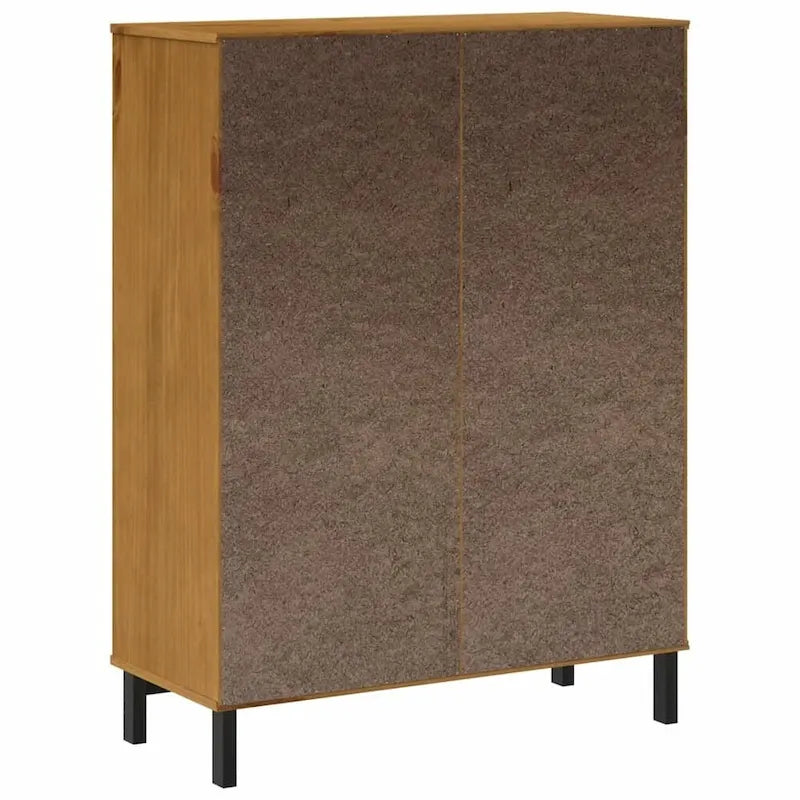 vidaXL Bahut avec porte en verre FLAM 92x40x122 cm Bois de pin massif - 92 x 40 x 122 cm