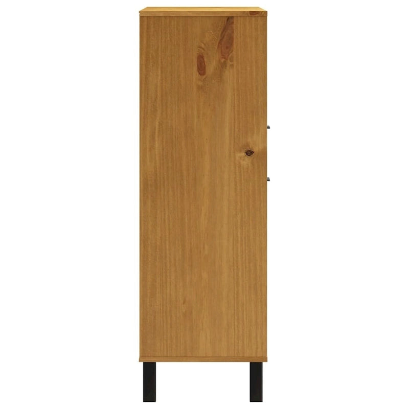 vidaXL Bahut avec porte en verre FLAM 92x40x122 cm Bois de pin massif - 92 x 40 x 122 cm