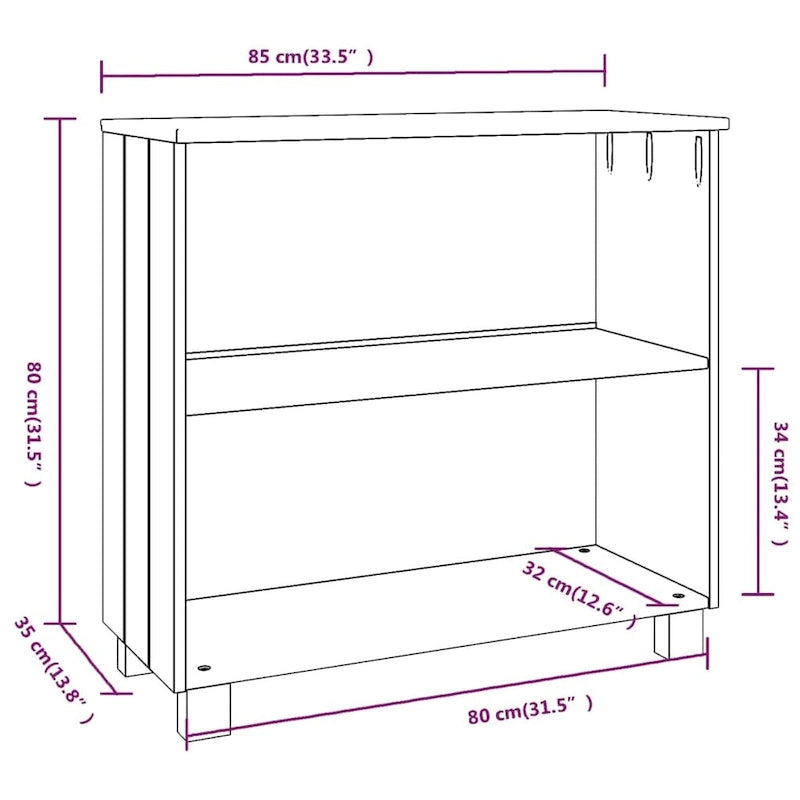 vidaXL Buffet Armoire de cuisine Rangement Couloir HAMAR Bois de pin massif - 33,5x13,8x31,5