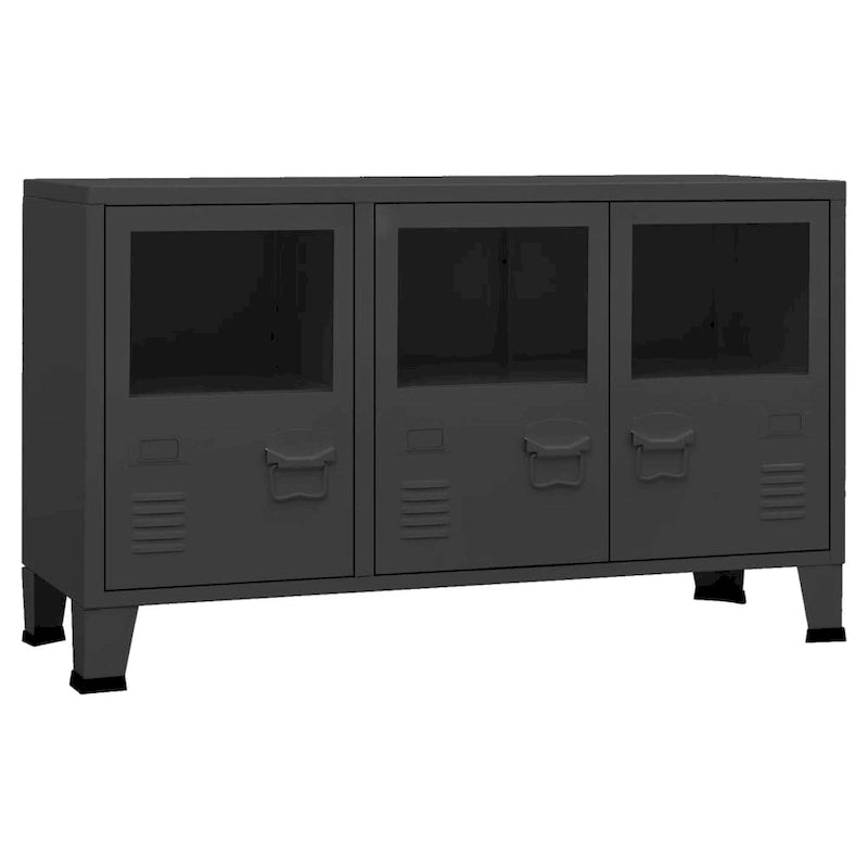 vidaXL Buffet Industriel Armoire de Rangement pour Salon Métal et Verre - 105 x 35 x 62 cm