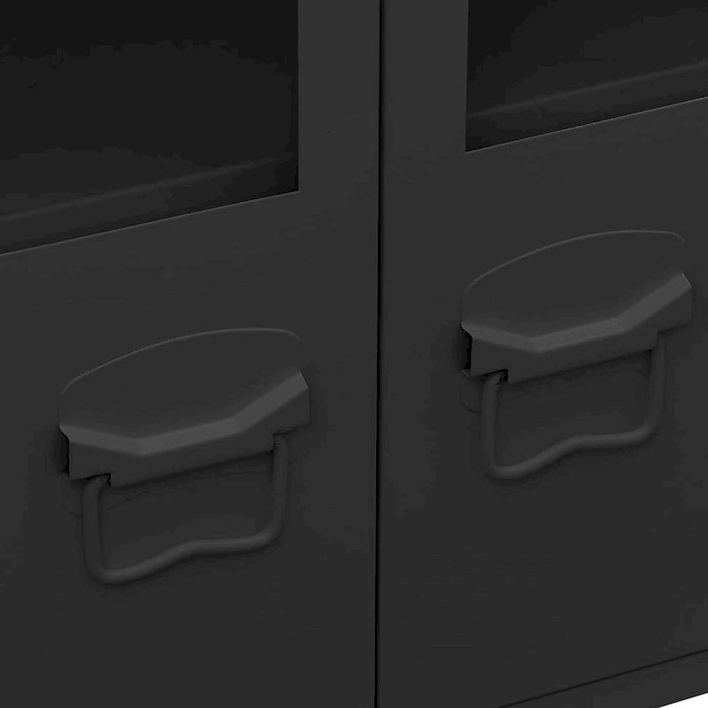 vidaXL Buffet Industriel Armoire de Rangement pour Salon Métal et Verre - 105 x 35 x 62 cm