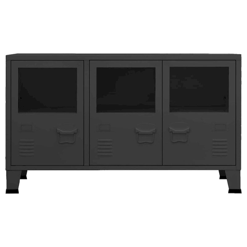 vidaXL Buffet Industriel Armoire de Rangement pour Salon Métal et Verre - 105 x 35 x 62 cm