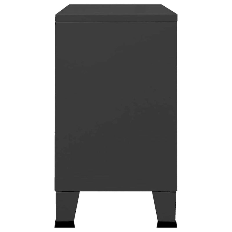 vidaXL Buffet Industriel Armoire de Rangement pour Salon Métal et Verre - 105 x 35 x 62 cm