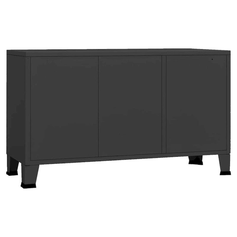 vidaXL Buffet Industriel Armoire de Rangement pour Salon Métal et Verre - 105 x 35 x 62 cm
