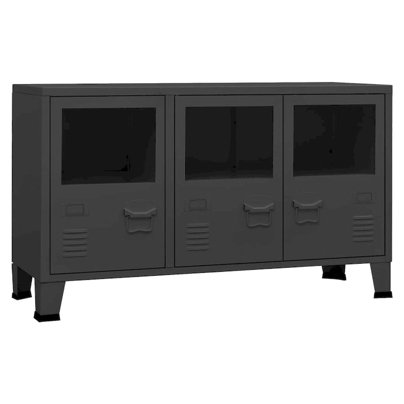 vidaXL Buffet Industriel Armoire de Rangement pour Salon Métal et Verre - 105 x 35 x 62 cm