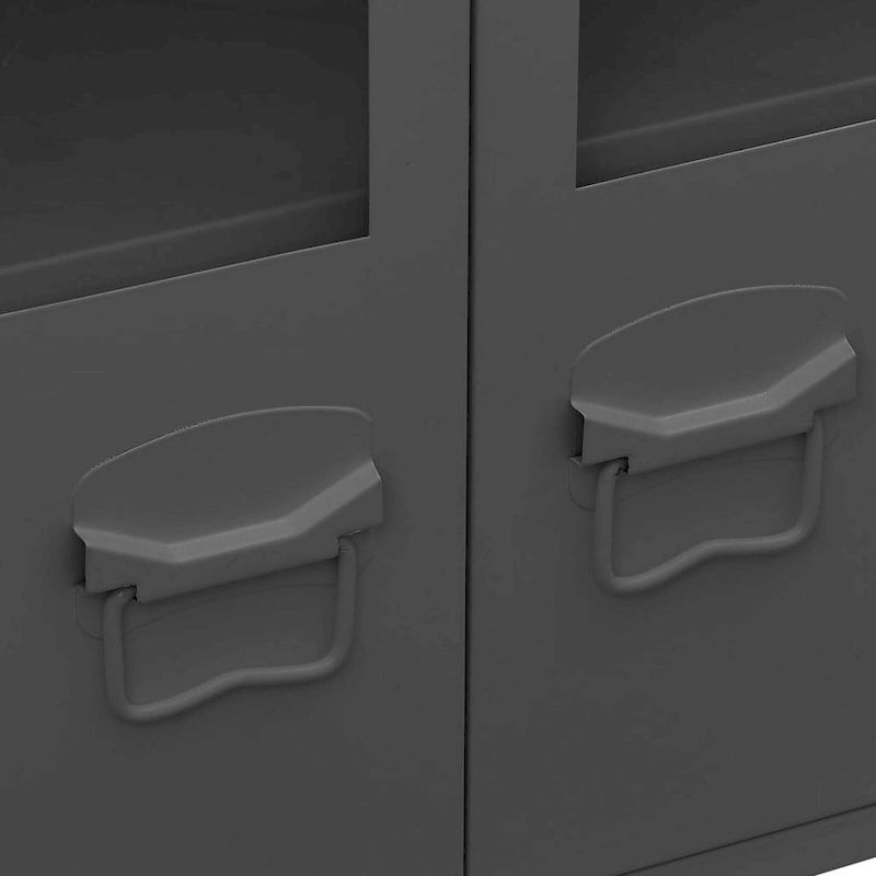 vidaXL Buffet Industriel Armoire de Rangement pour Salon Métal et Verre - 105 x 35 x 62 cm