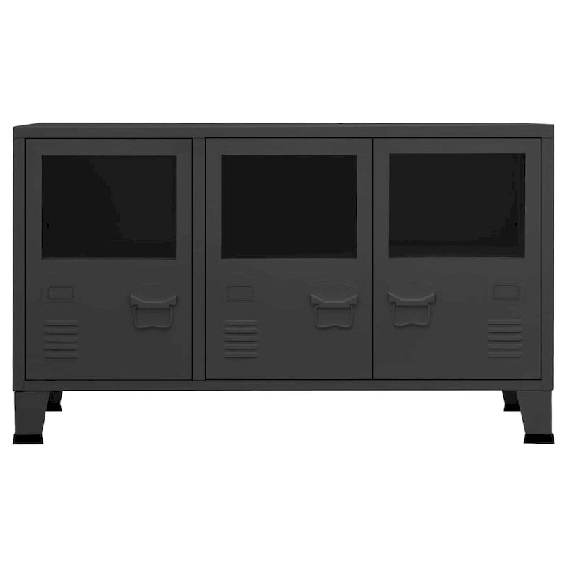 vidaXL Buffet Industriel Armoire de Rangement pour Salon Métal et Verre - 105 x 35 x 62 cm