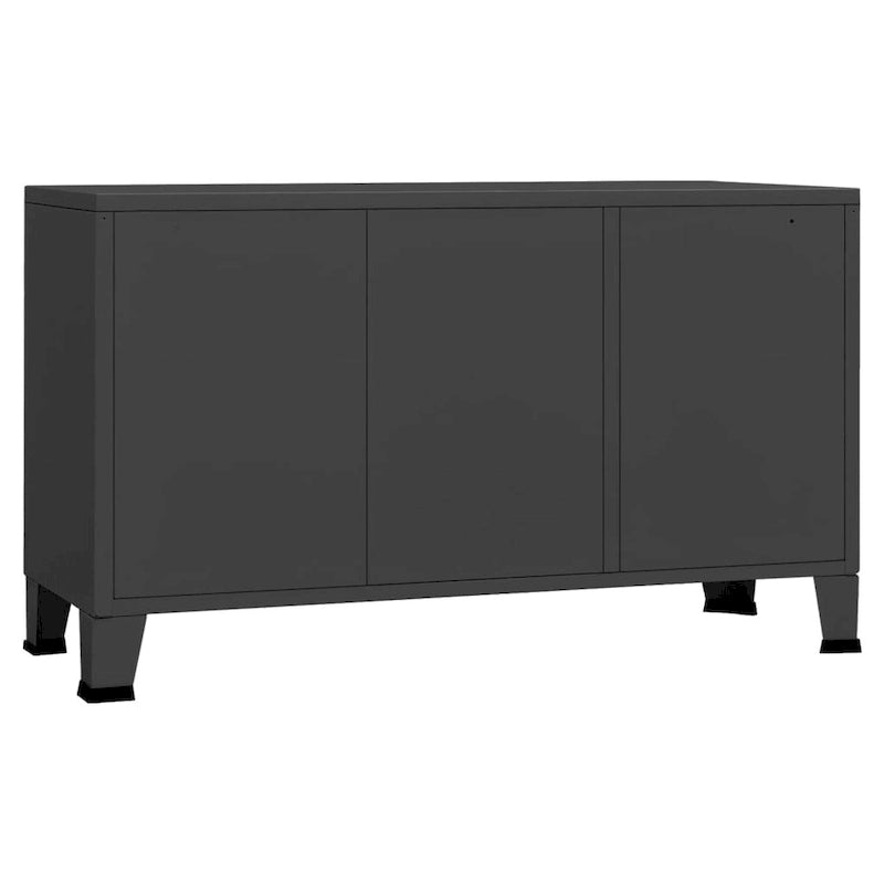 vidaXL Buffet Industriel Armoire de Rangement pour Salon Métal et Verre - 105 x 35 x 62 cm