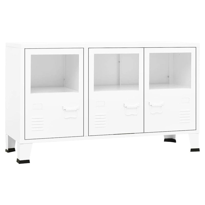 vidaXL Buffet Industriel Armoire de Rangement pour Salon Métal et Verre - 105 x 35 x 62 cm