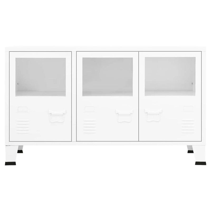 vidaXL Buffet Industriel Armoire de Rangement pour Salon Métal et Verre - 105 x 35 x 62 cm