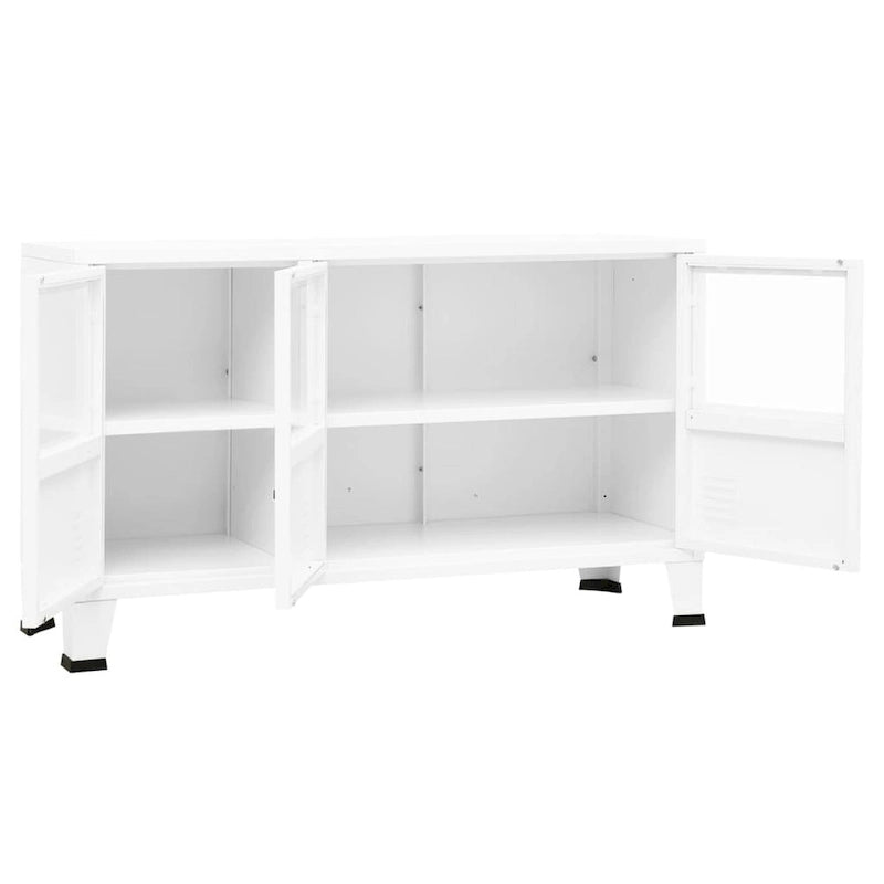 vidaXL Buffet Industriel Armoire de Rangement pour Salon Métal et Verre - 105 x 35 x 62 cm