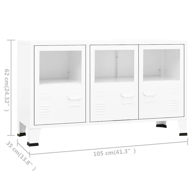 vidaXL Buffet Industriel Armoire de Rangement pour Salon Métal et Verre - 105 x 35 x 62 cm