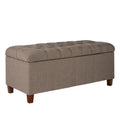 Banc en bois capitonné et rembourré en tissu texturé avec rangement à charnière, - 18 H x 40 L x 18 P pouces