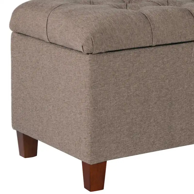 Banc en bois capitonné et rembourré en tissu texturé avec rangement à charnière, - 18 H x 40 L x 18 P pouces