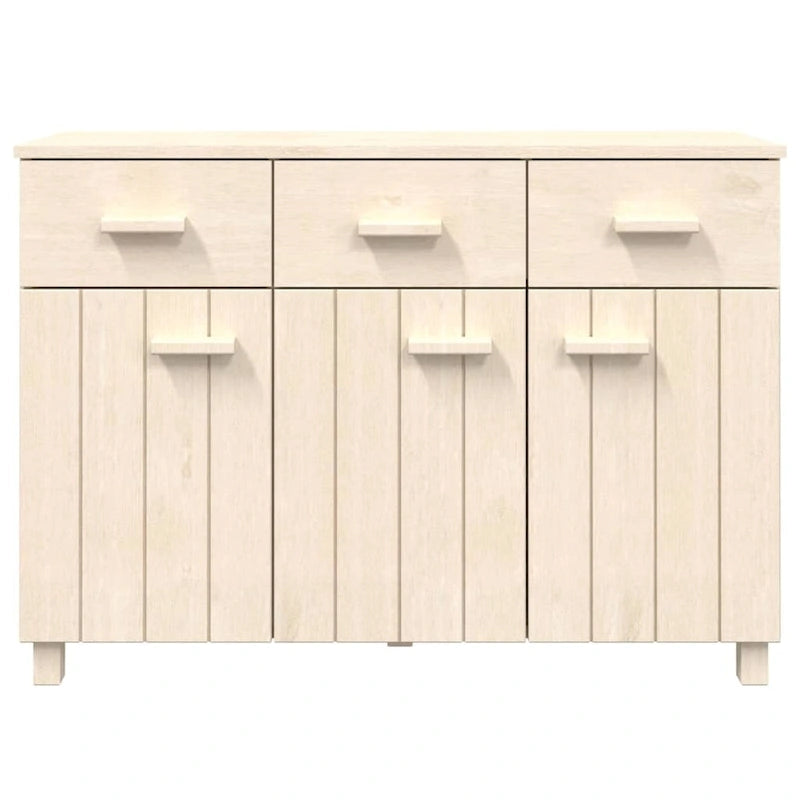 vidaXL Buffet de bar Hamar en pin massif avec tiroirs – 113 x 40 x 80 cm
