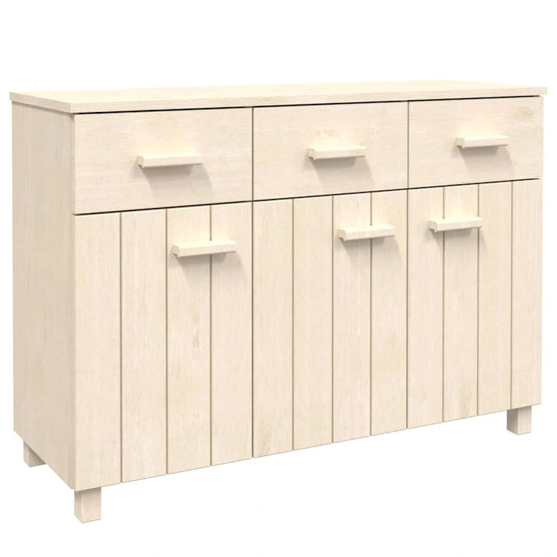 vidaXL Buffet de bar Hamar en pin massif avec tiroirs – 113 x 40 x 80 cm
