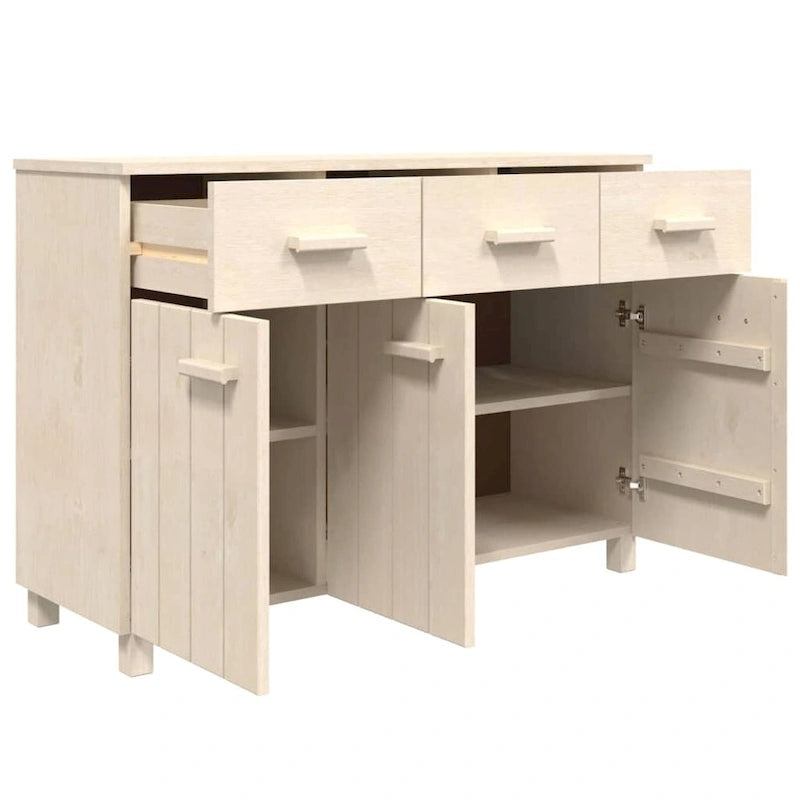 vidaXL Buffet de bar Hamar en pin massif avec tiroirs – 113 x 40 x 80 cm