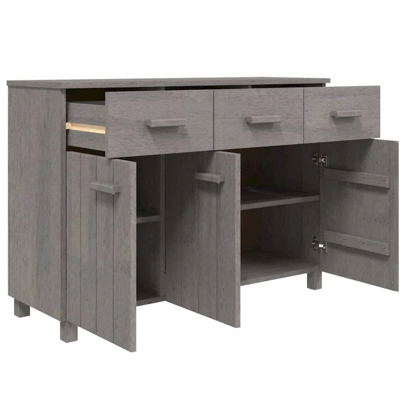 vidaXL Buffet de bar Hamar en pin massif avec tiroirs – 113 x 40 x 80 cm