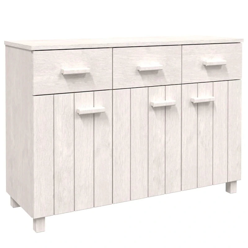 vidaXL Buffet de bar Hamar en pin massif avec tiroirs – 113 x 40 x 80 cm