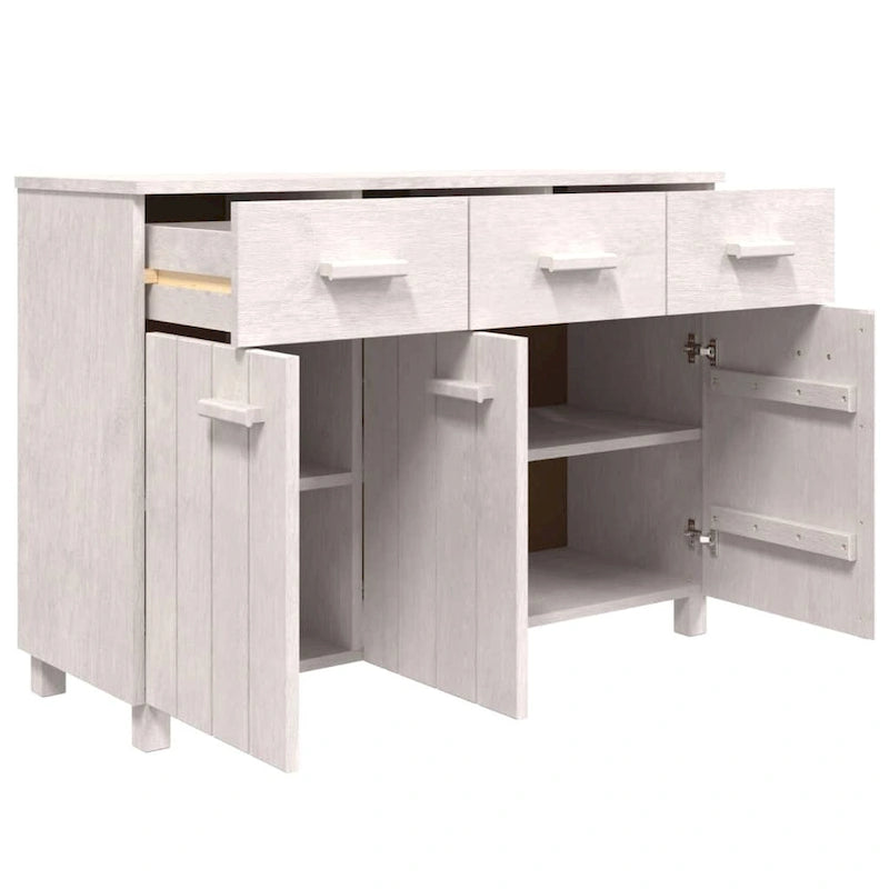 vidaXL Buffet de bar Hamar en pin massif avec tiroirs – 113 x 40 x 80 cm