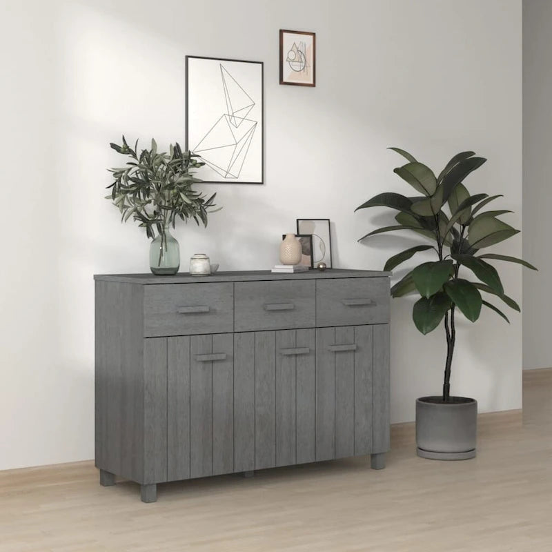 vidaXL Buffet de bar Hamar en pin massif avec tiroirs – 113 x 40 x 80 cm