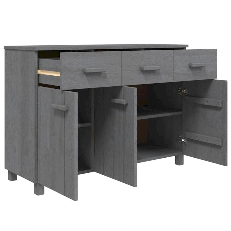 vidaXL Buffet de bar Hamar en pin massif avec tiroirs – 113 x 40 x 80 cm