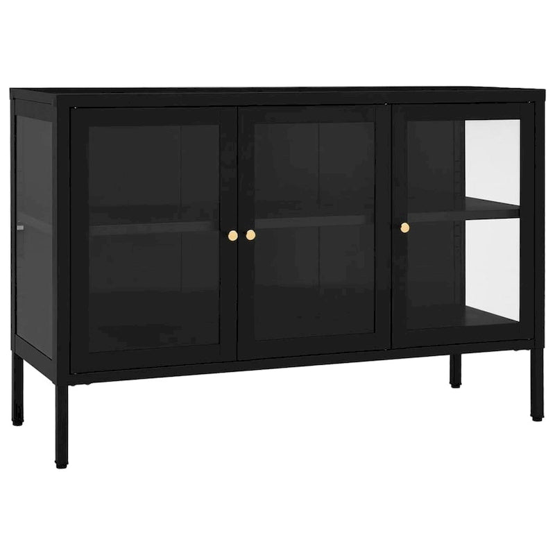 vidaXL Buffet Noir 105x35x70 cm Acier et Verre
