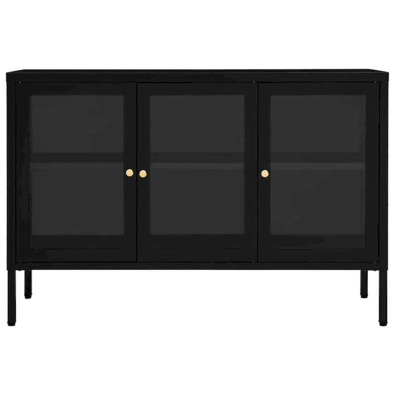 vidaXL Buffet Noir 105x35x70 cm Acier et Verre