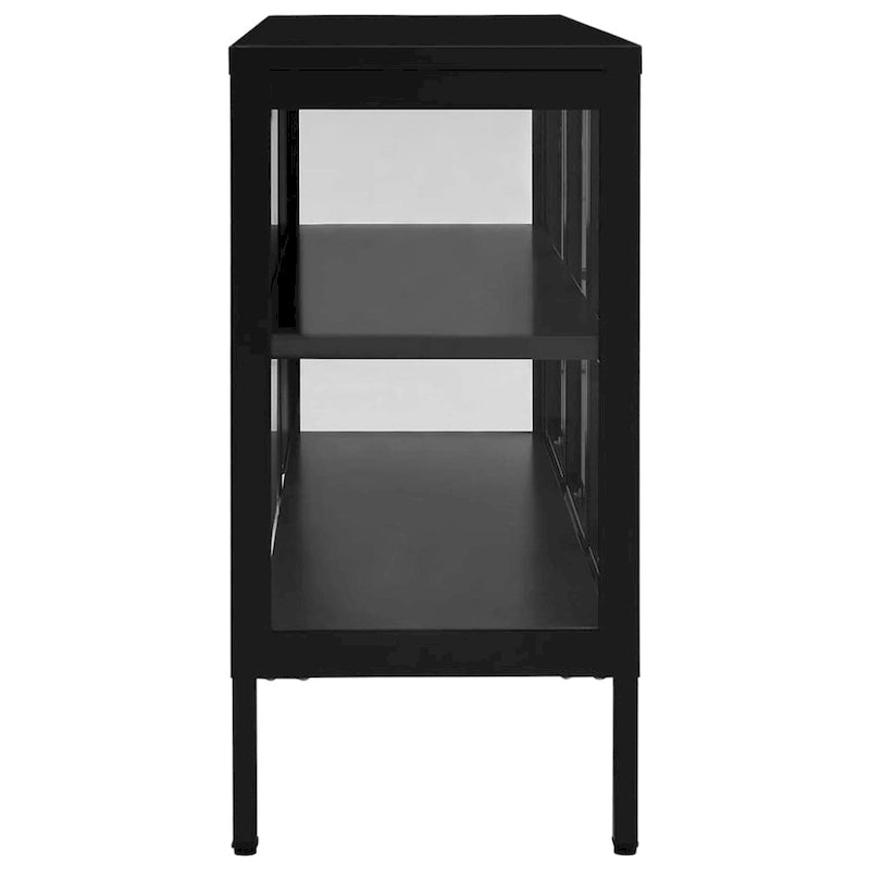 vidaXL Buffet Noir 105x35x70 cm Acier et Verre