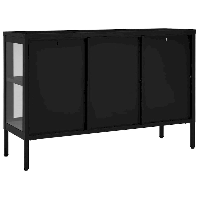 vidaXL Buffet Noir 105x35x70 cm Acier et Verre