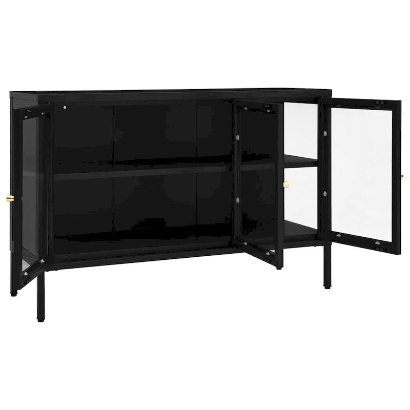vidaXL Buffet Noir 105x35x70 cm Acier et Verre
