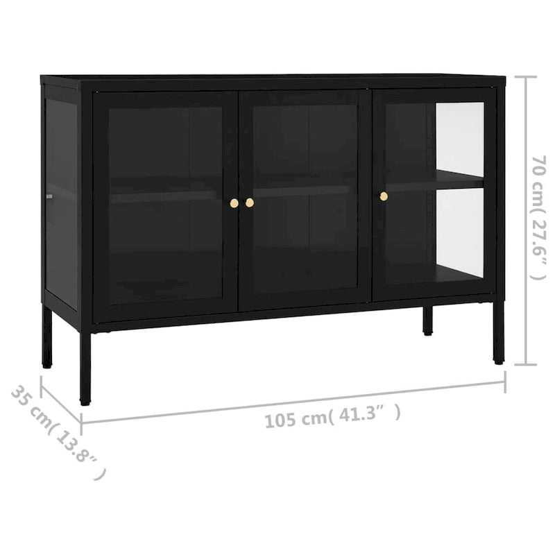 vidaXL Buffet Noir 105x35x70 cm Acier et Verre
