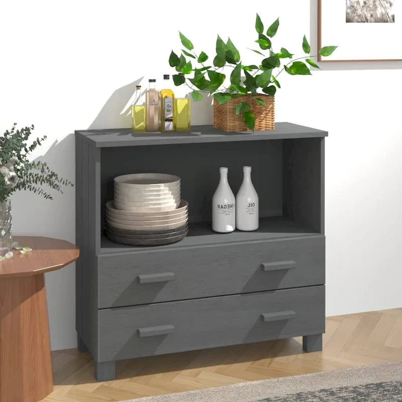 vidaXL Buffet commode meuble console pour chambre à coucher HAMAR, bois de pin massif - 85x35x80 cm