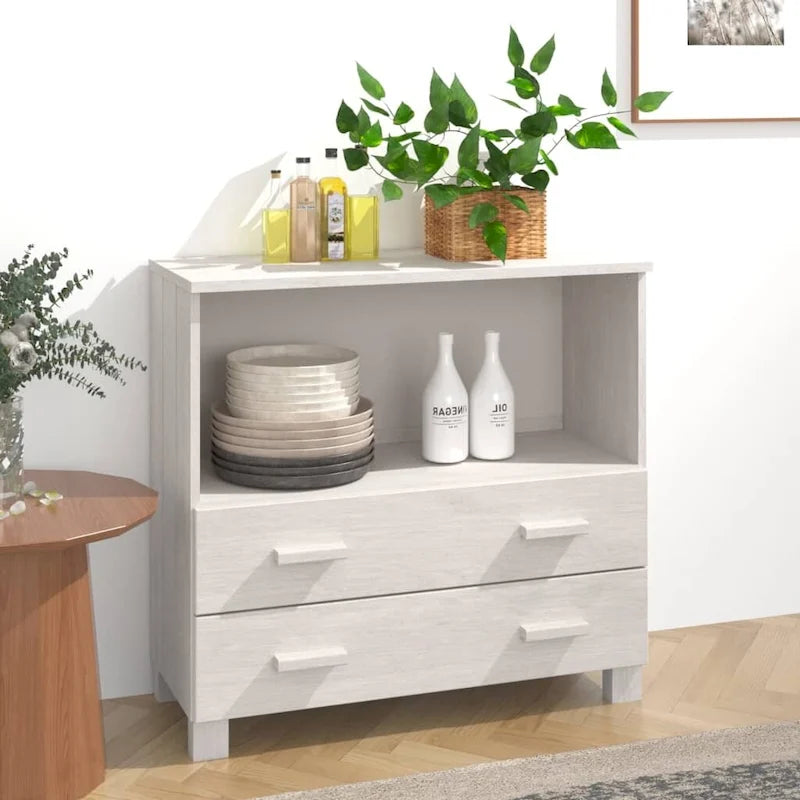 vidaXL Buffet commode meuble console pour chambre à coucher HAMAR, bois de pin massif - 85x35x80 cm