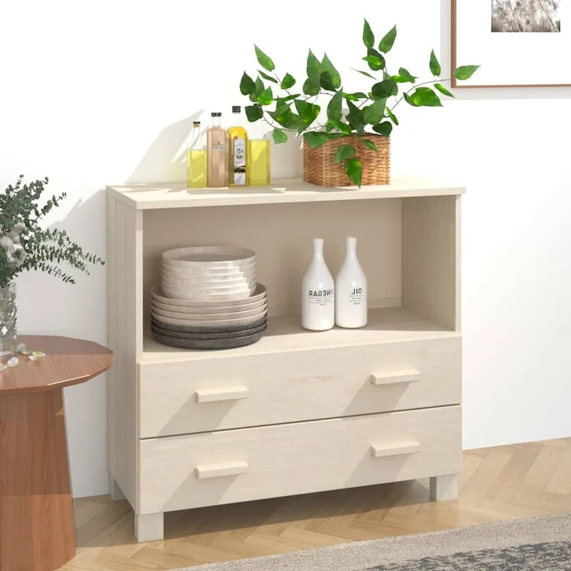 vidaXL Buffet commode meuble console pour chambre à coucher HAMAR, bois de pin massif - 85x35x80 cm