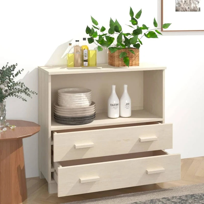 vidaXL Buffet commode meuble console pour chambre à coucher HAMAR, bois de pin massif - 85x35x80 cm
