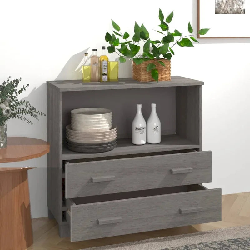 vidaXL Buffet commode meuble console pour chambre à coucher HAMAR, bois de pin massif - 85x35x80 cm