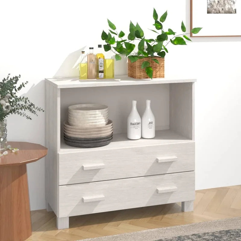 vidaXL Buffet commode meuble console pour chambre à coucher HAMAR, bois de pin massif - 85x35x80 cm