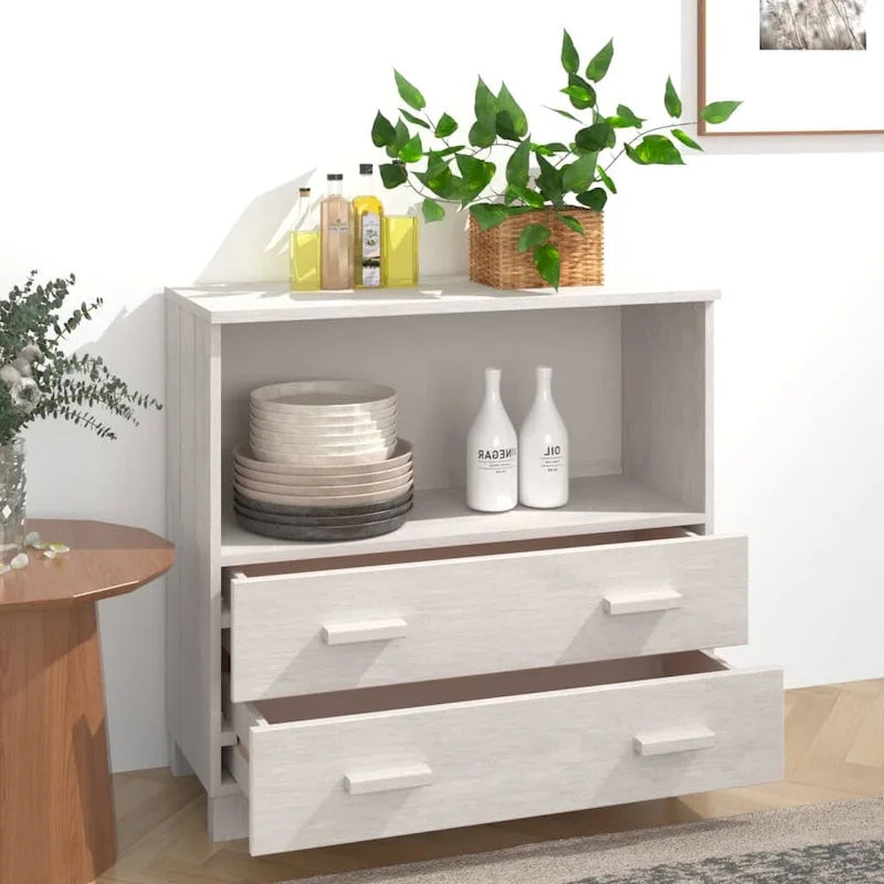 vidaXL Buffet commode meuble console pour chambre à coucher HAMAR, bois de pin massif - 85x35x80 cm