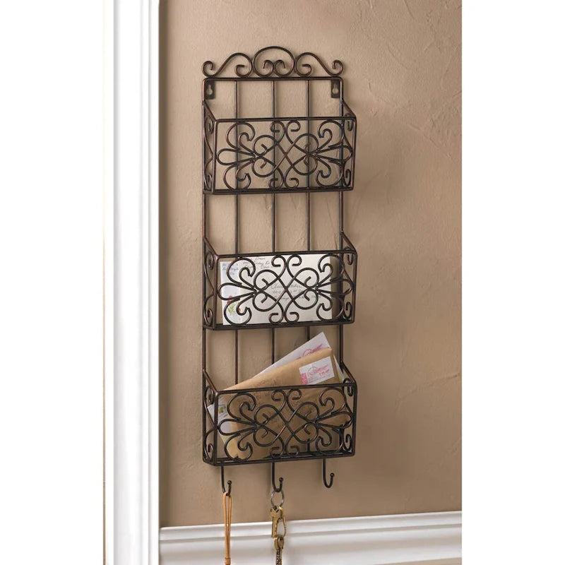 29 porte-manteaux mural triple style rustique et vintage marron