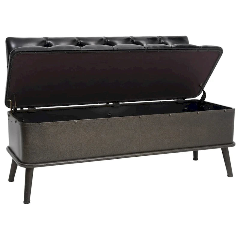 vidaXL Banc de rangement avec dossier 43,3 similicuir noir - 43,3 x 20,5 x 29,5
